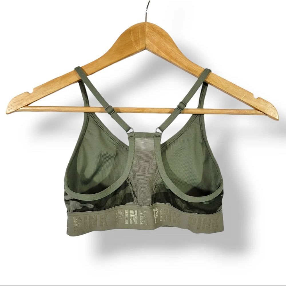 Victoria Secret Pink Ultimate Lightly Lined Camo Army Green Bra Bralette Size XS - Picture 4 of 15